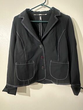 Madeline Black Blazer with Contrast White Stitching